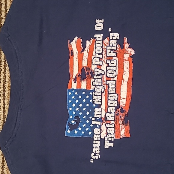 JOHNNY‎ CASH Zion Blue Cotton Ragged Old Flag T Shirt Mens Sz XL VTG Y2K - Picture 10 of 10